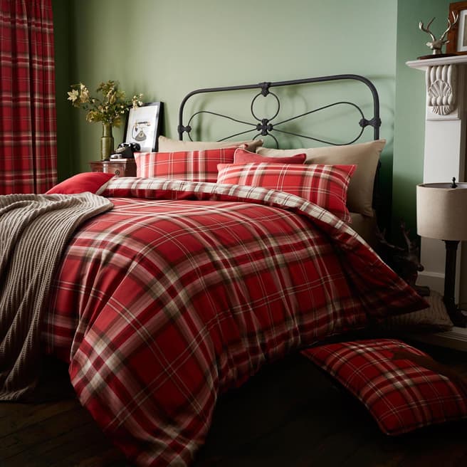 Catherine Lansfield Kelso Double Duvet Cover Set, Red