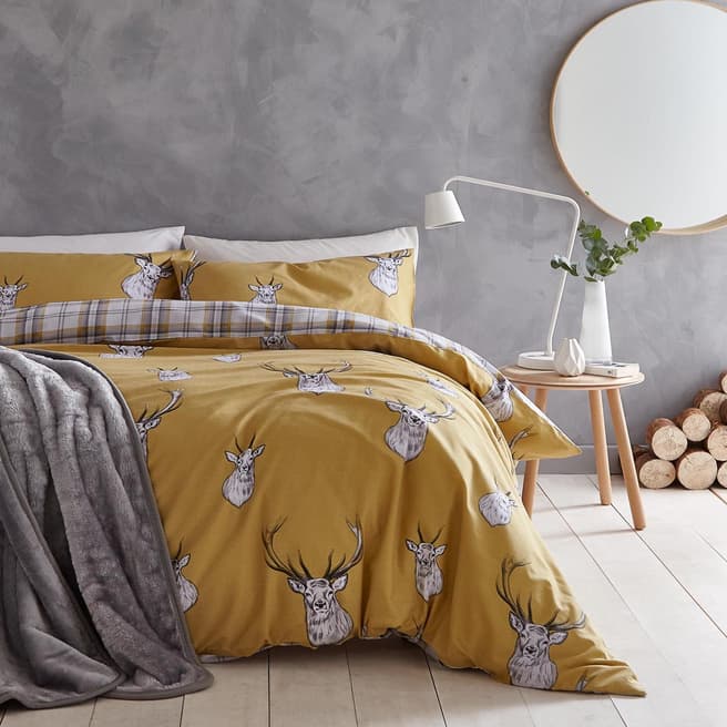 Catherine Lansfield Stag Double Duvet Cover Set, Ochre