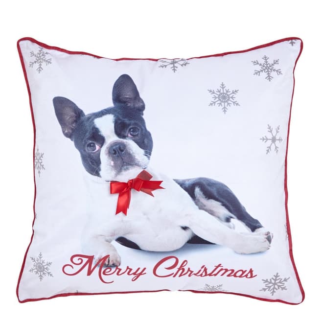 Catherine Lansfield Merry Christmas Frenchie Cushion Cover, Multi