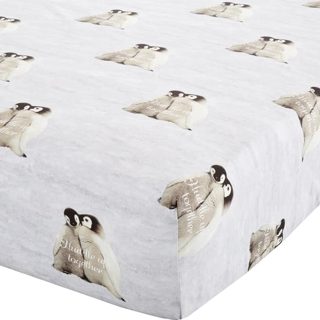 Catherine Lansfield Snuggly Penguins Double Fitted Sheet, Multi