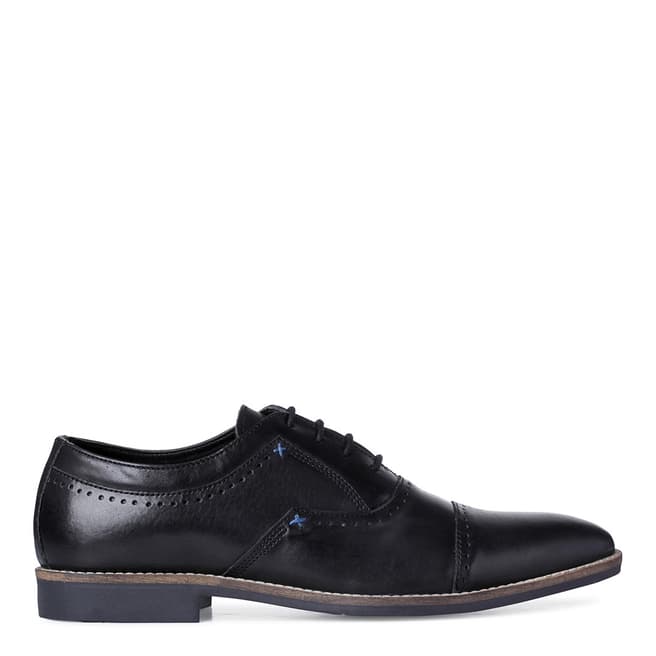 Dune Black Leather Aigle Perforated Brogue Shoes