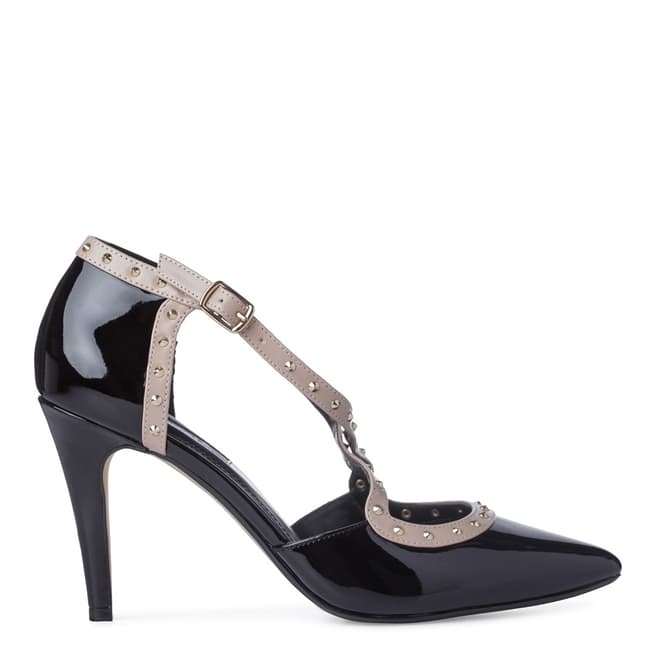 Dune London Black Patent Leather Cayleigh Stud Court Shoes
