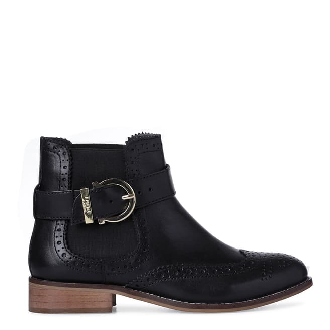 Dune London Black Leather Indira Classic Buckle Chelsea Boots