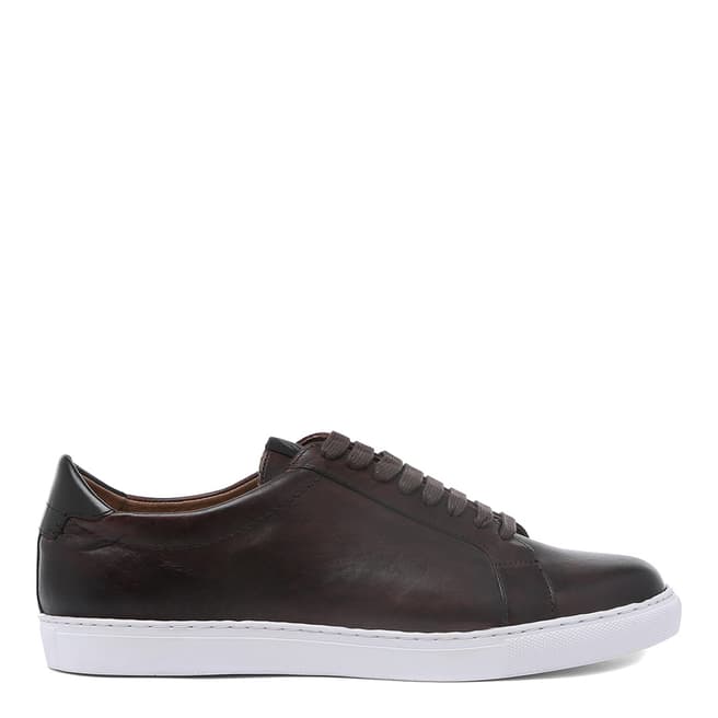 Hudson London Brown Burnish Leather Alcester Sneakers 