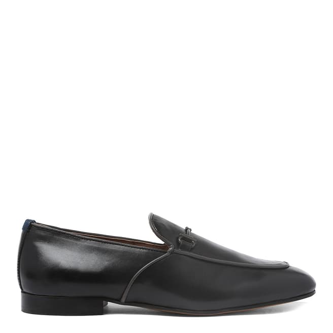 Hudson London Black Leather Carmarthen Loafers 