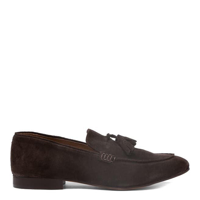 H by Hudson Dark Brown Suede Bolton Loafers 