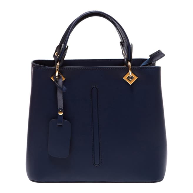 Roberta M Blue Leather Top Handle Bag