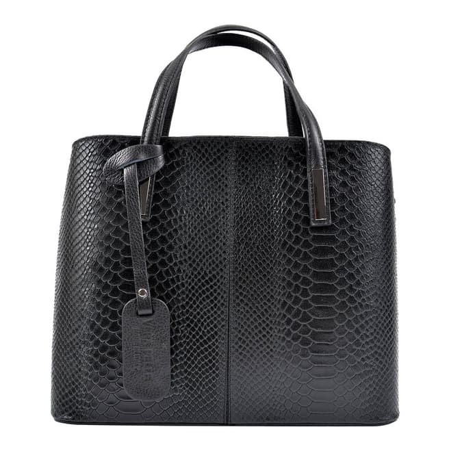 Roberta M Black Leather Top Handle Bag
