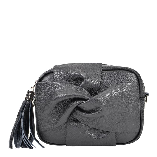 Roberta M Black Leather Roberta M Bow Shoulder Bag