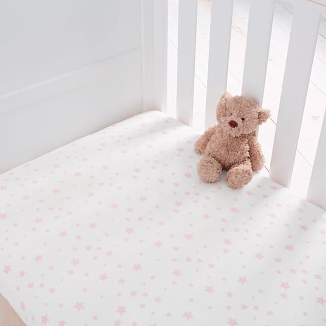Silentnight Pack of 2 Cot Fitted Sheets, Pink Star