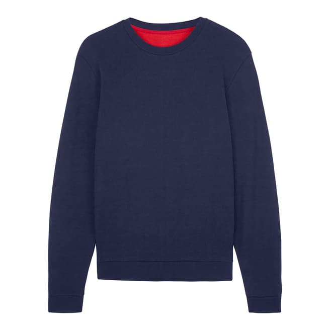 Jaeger Navy/Red Contrast Cotton Sweatshirt