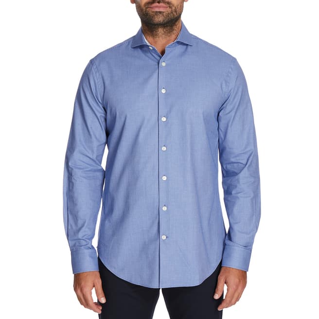Jaeger Blue Regular Textured Weave Shirt