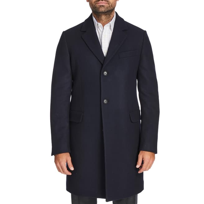 Jaeger Navy Cashmere Wool Overcoat