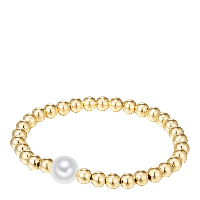Nova Pearls Copenhagen Yellow Gold Plated/White Organic Pearl Elastic Bracelet