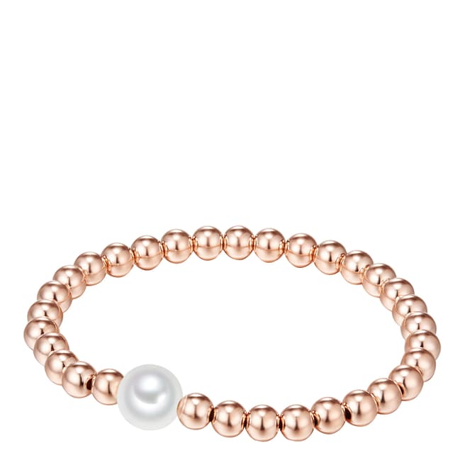 Nova Pearls Copenhagen Rose Gold Plated/White Organic Pearl Elastic Bracelet