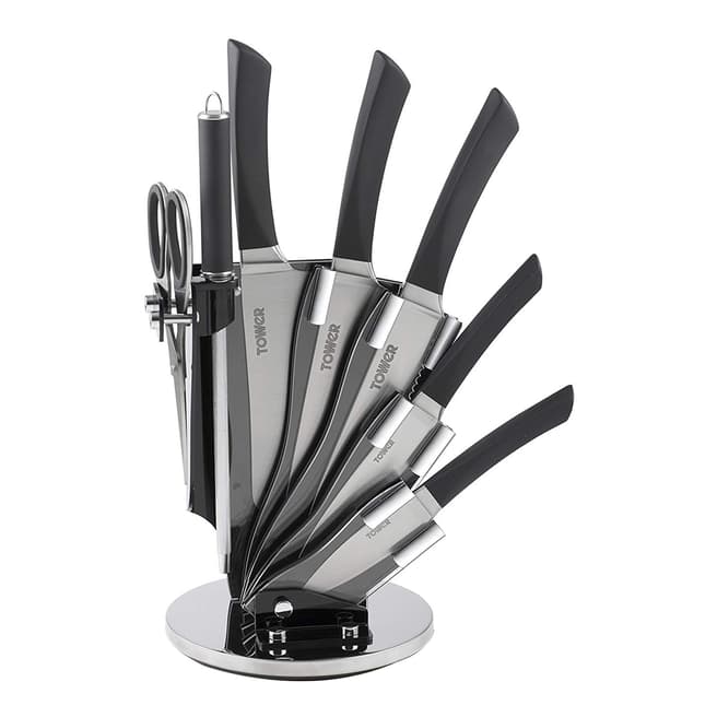 Tower 7 Piece Knife Set with Rotating Acrylic Stand
