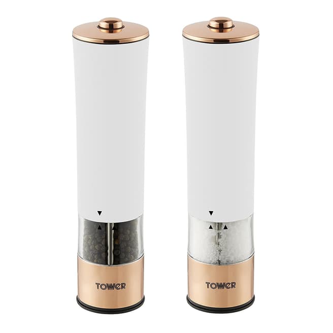Tower Rose Gold & White Electric Salt & Pepper Mill
