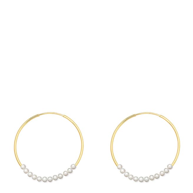 White label by Liv Oliver 18K Gold Plated Hoop And Multi Pearl Earrings