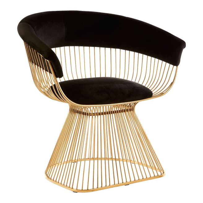 Fifty Five South Vogue Chair, Black Velvet, Gold Finish
