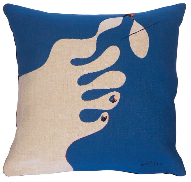 Hines of Oxford Blue/Multi Hand Chasing Bird Tapestry Cushion by Joan Miro, 46cm x 46cm 