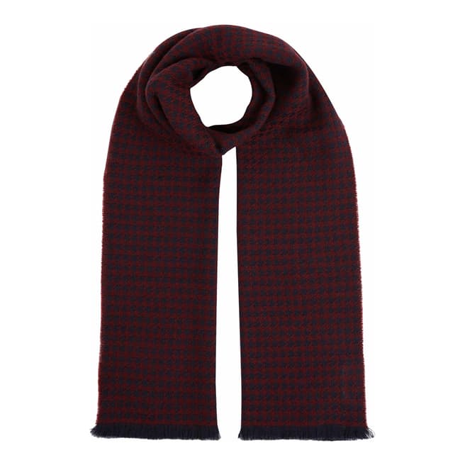 Jaeger Red Houndstooth Scarf 180 X 35