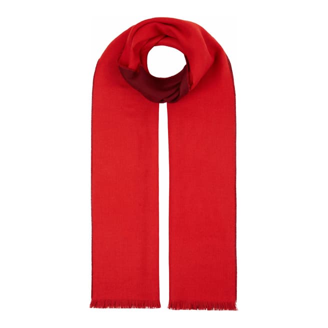 Jaeger Red Double Faced Colour Block Scarf 180 x 30