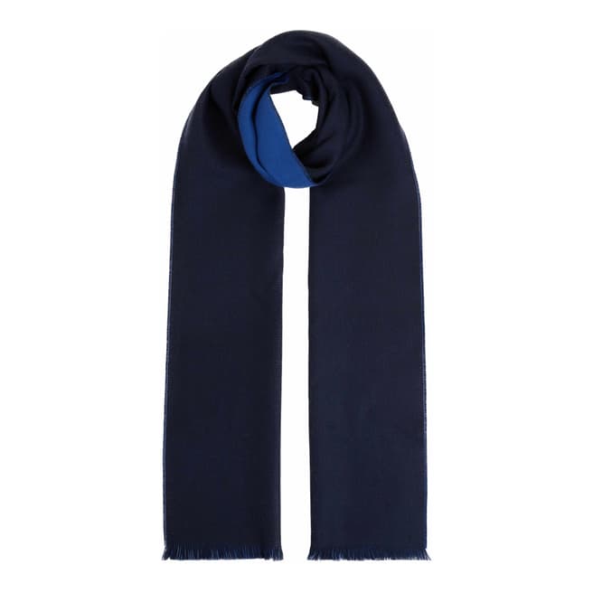 Jaeger Blue Mid Double Faced Colour Block Scarf 180 x 30
