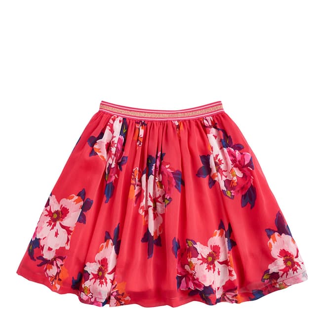Joules Girls Red Cala Chiffon Woven Skirt