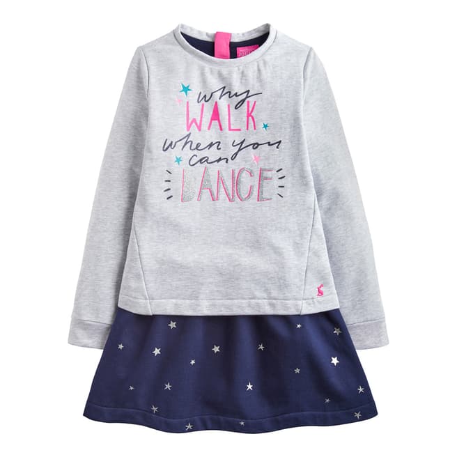 Joules Girls Grey Lucy Mock Layer Dress