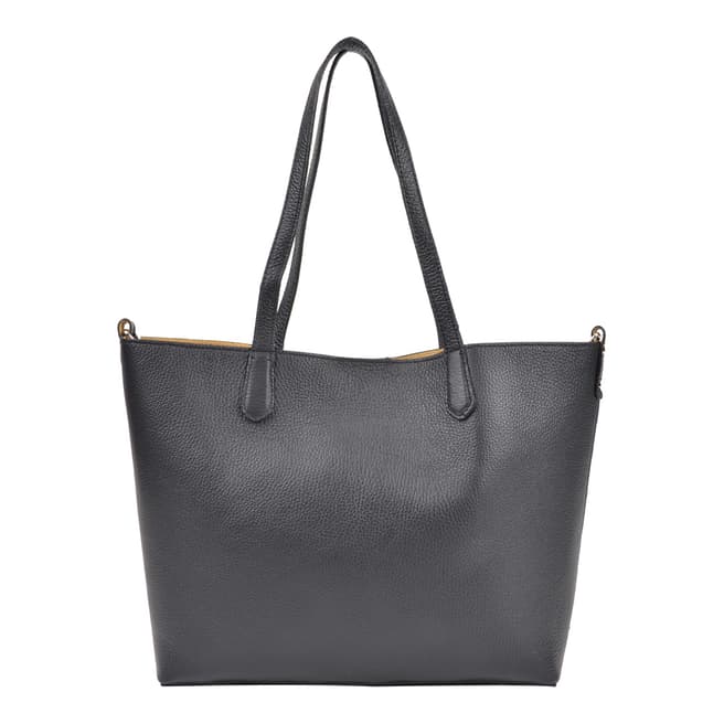 Roberta M Black Leather Roberta Top Tote Bag
