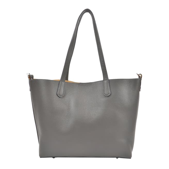 Roberta M Grey Leather Roberta Top Tote Bag