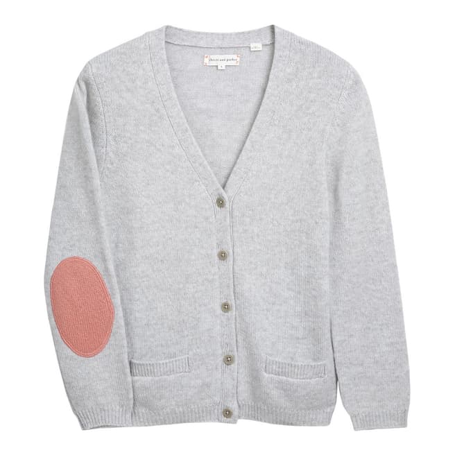 Chinti and Parker Grey/Pink Short Cashmere Cardigan