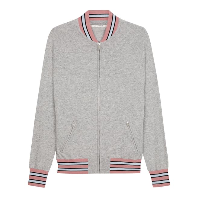 Chinti and Parker Grey/Multi Cashmere Knitted Bomber