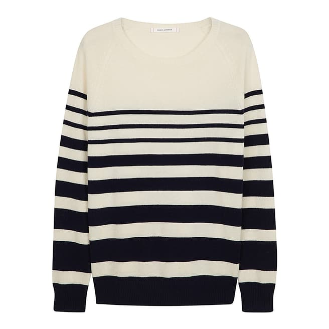 Chinti and Parker Navy Increasing Stripe Cashmere Sweater