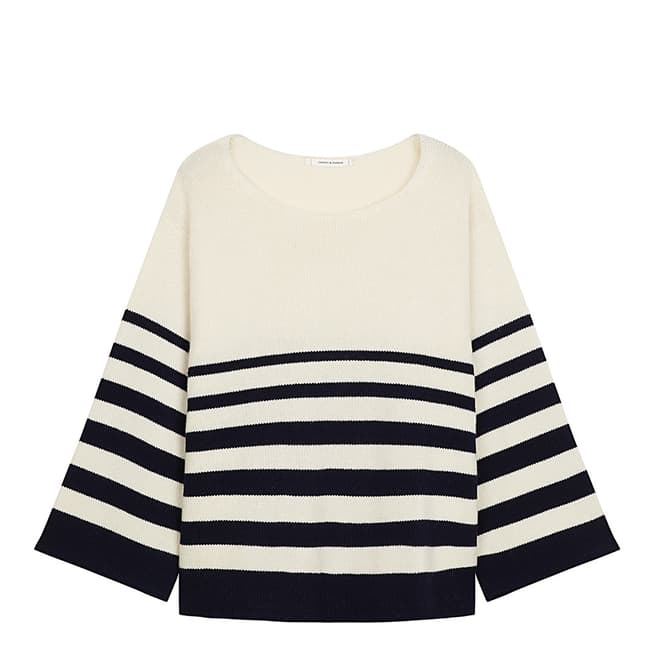 Chinti and Parker Navy Graduated Stripe Cashmere  Sweater