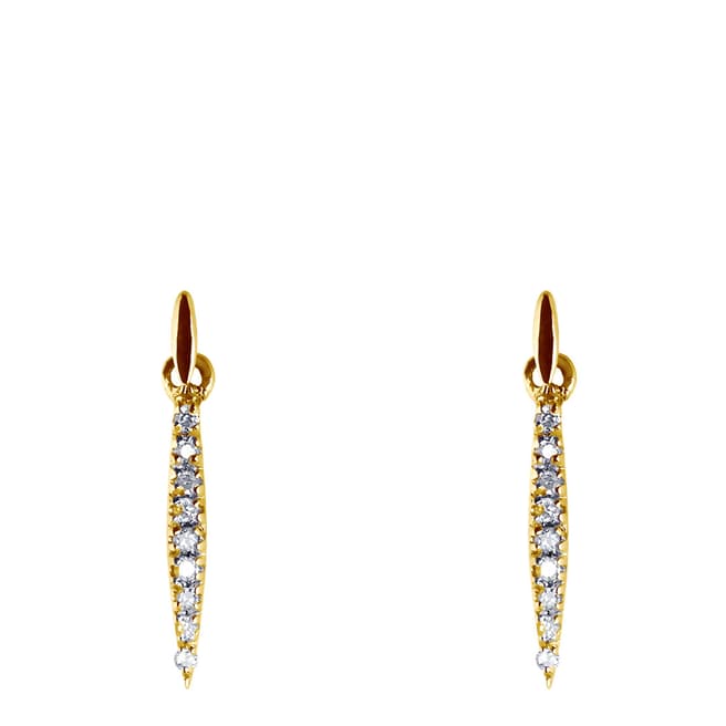 Pretty Solos Yellow Gold Navettes Diamond Earrings 0,035 Cts