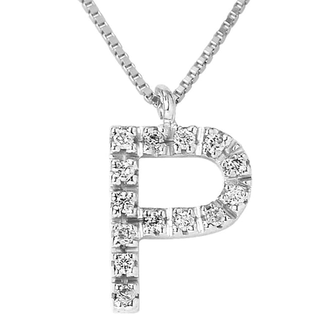 Pretty Solos White Gold Letter P Diamond Necklace