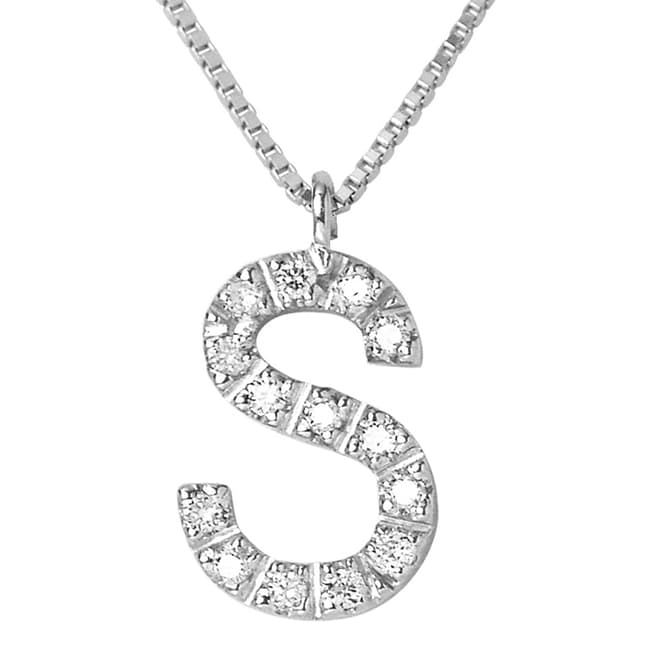 Only You White Gold Letter S Diamond Necklace