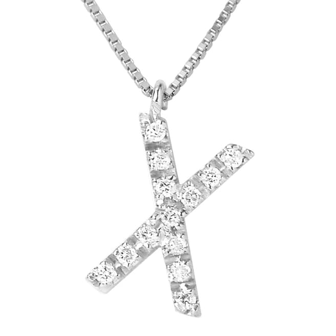 Pretty Solos White Gold Letter X Diamond Necklace