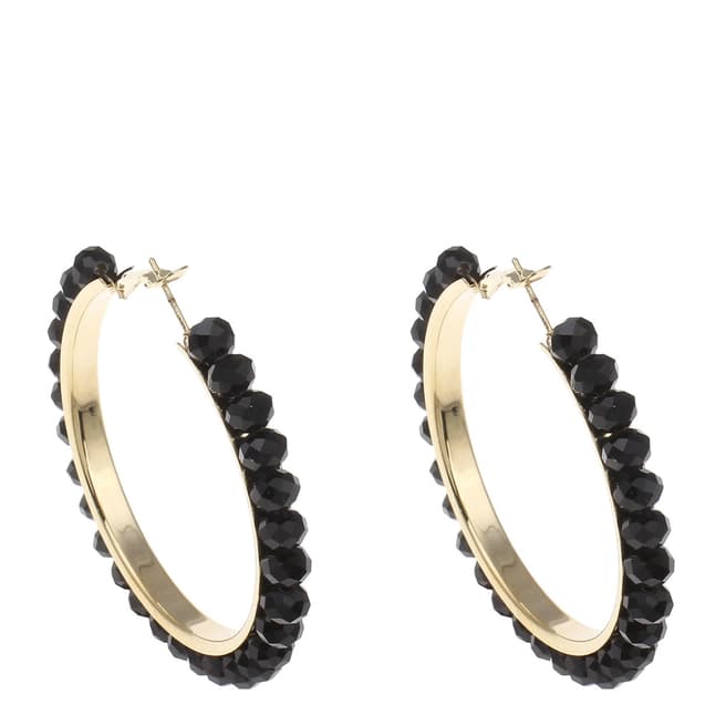 Chloe Collection by Liv Oliver Black Crystal Hoop Earrings