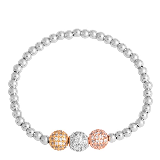 Chloe Collection by Liv Oliver Silver Tri Colour Ball Bracelet
