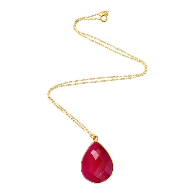 Liv Oliver Ruby Pear Drop Pendant Necklace