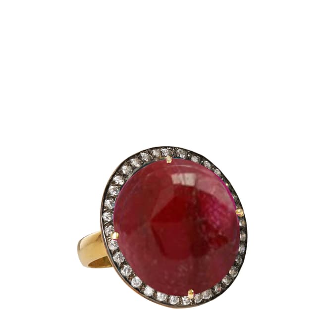 Liv Oliver 18k Gold Plated Ruby Statement Ring