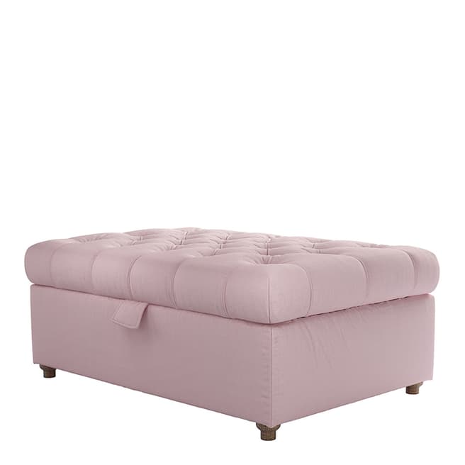 sofa.com Valentin Storage Small Rectangle Footstool in Brushed Linen Cotton Powder Pink