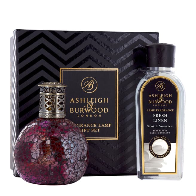 Ashleigh and Burwood Rose Bud & Fresh Linen Fragrance Lamp Gift Set