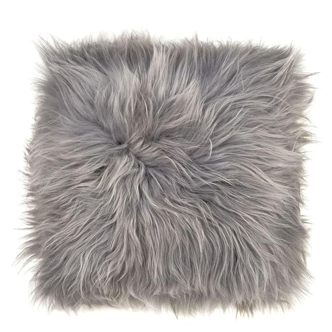 Arctic Fur Icelandic lambskin, chair pad, 37x37 cm, long hair, melange grey