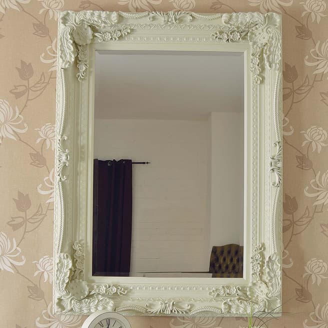 Milton Manor Carved Louis Ivory Wall Mirror 122 x 91cm