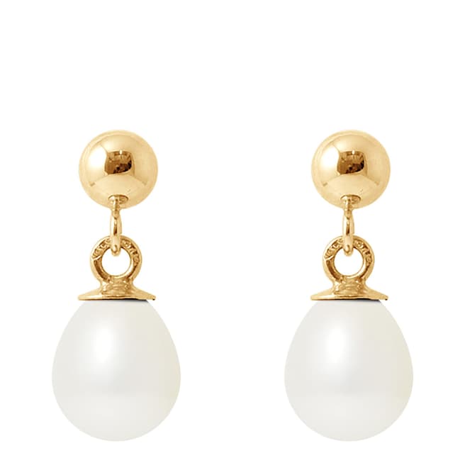 Ateliers Saint Germain White Tahitian Style Gold Freshwater Pearl Earrings