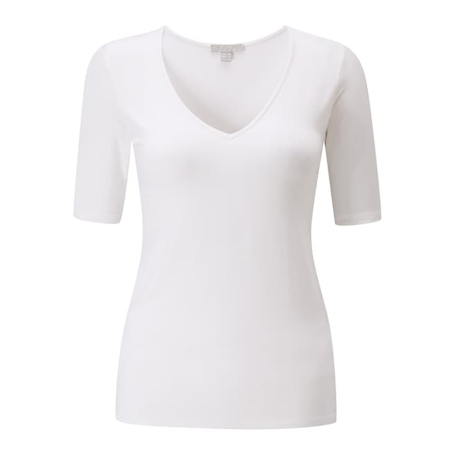 Pure Collection White Jersey V Neck T-shirt
