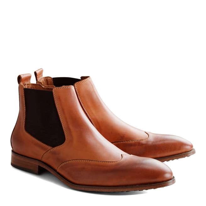 DenBroeck Cognac Leather Front St. Chelsea Boots